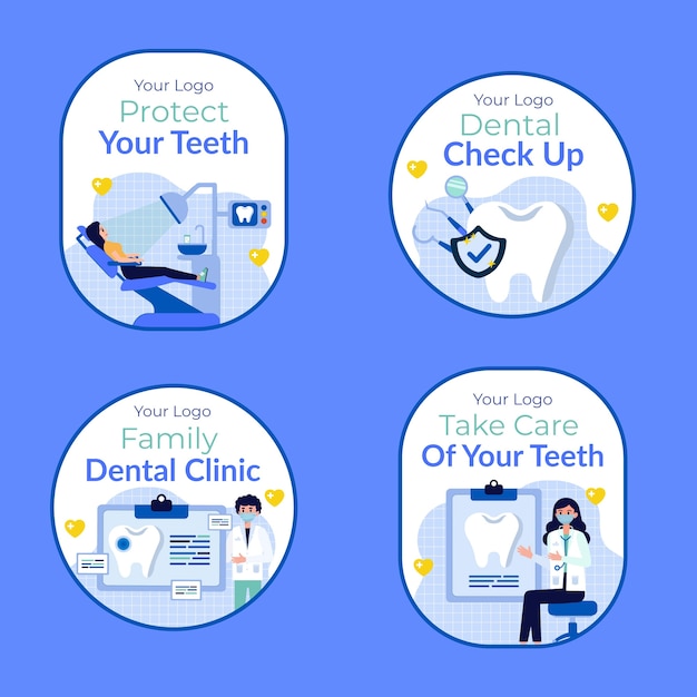 Free Vector flat labels collection for dental clinic business