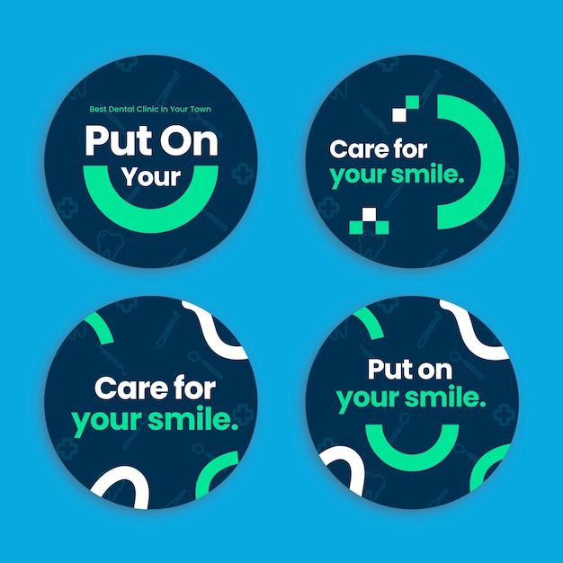 Free Vector flat labels collection for dental clinic business