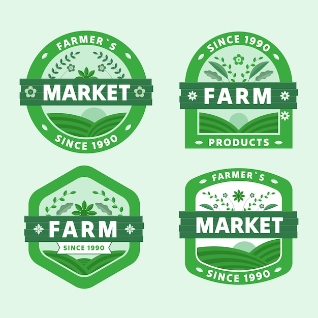 Free Vector flat labels collection for farming and agriculture