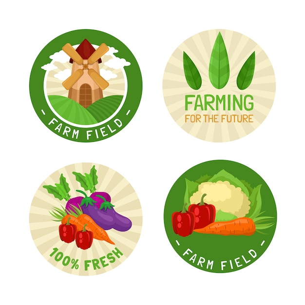 Free Vector flat labels collection for farming and cultivation