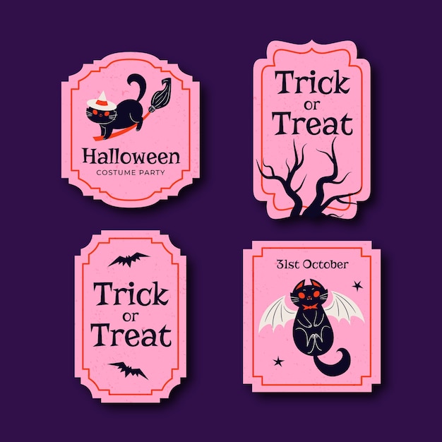 Flat labels collection for halloween season