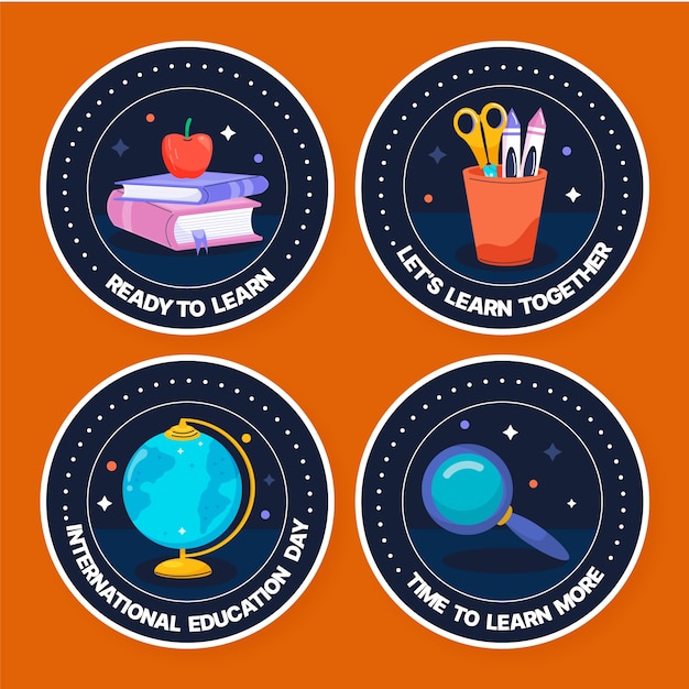 Free Vector flat labels collection for international day of education