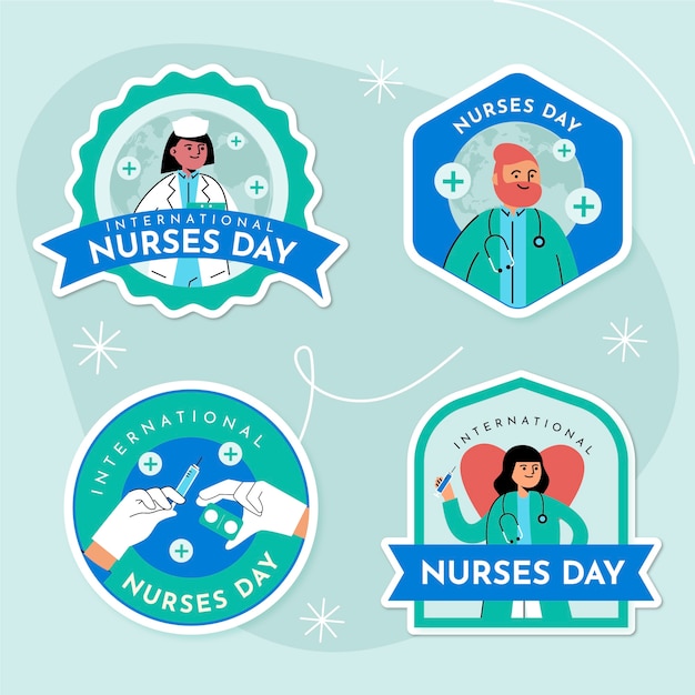 Free vector flat labels collection for international nurses day celebration