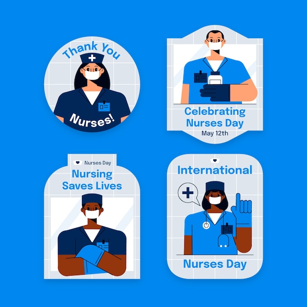 Free Vector flat labels collection for international nurses day celebration