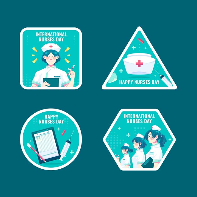 Free Vector flat labels collection for international nurses day celebration