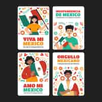 Free vector flat labels collection for mexico independence day celebration