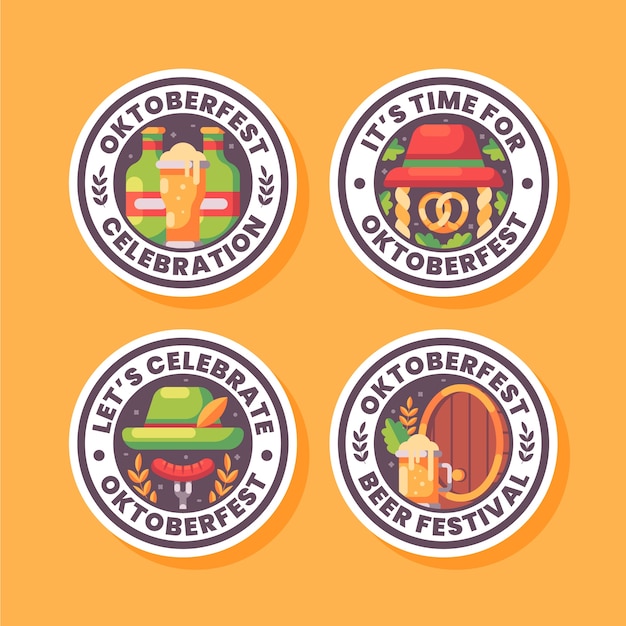 Free Vector flat labels collection for oktoberfest celebration