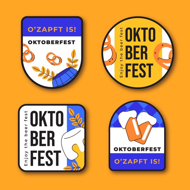 Flat labels collection for oktoberfest festival