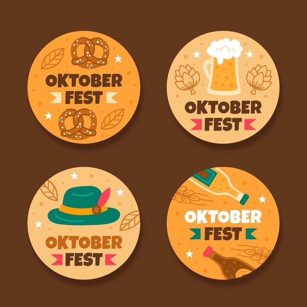 Flat labels collection for oktoberfest festival