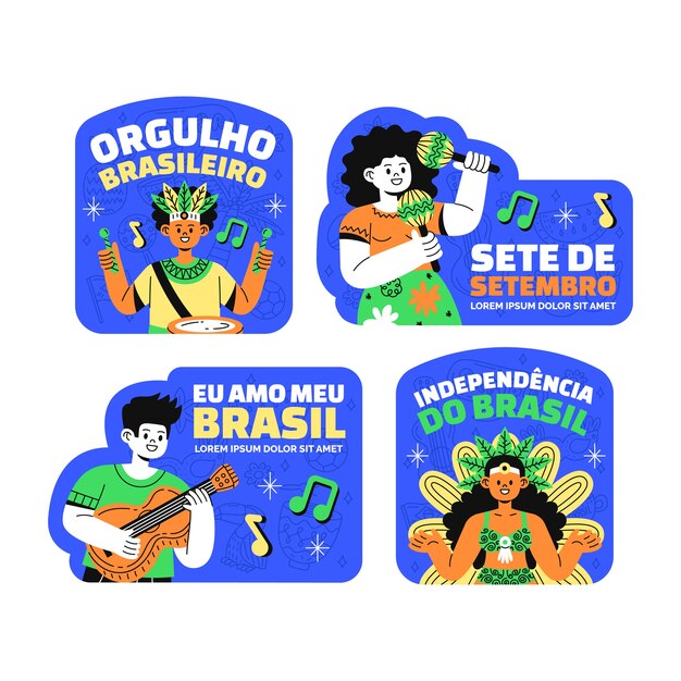 Flat labels collection for sete de setembro celebration