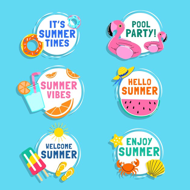 Flat labels collection for summer season