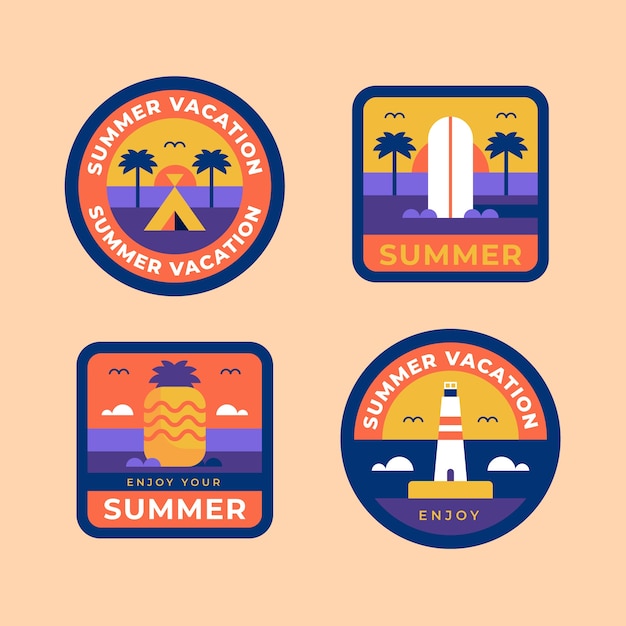 Free Vector flat labels collection for summertime