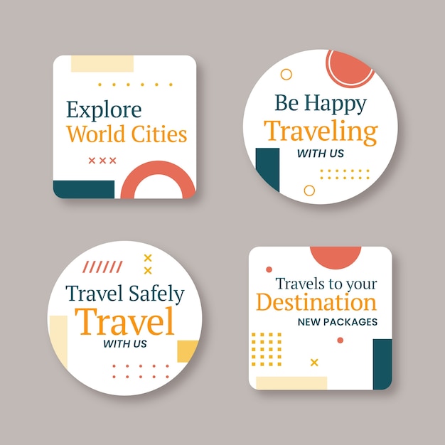 Free Vector flat labels collection for travel agency business