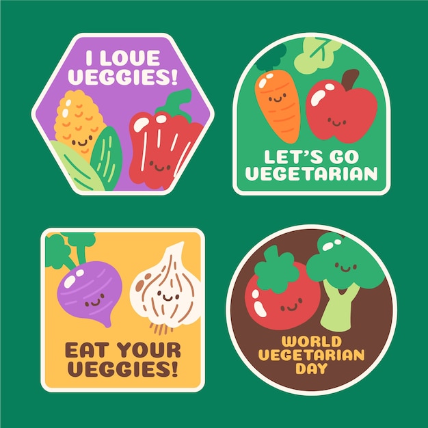 Free Vector flat labels collection for world vegetarian day