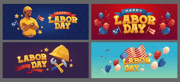 Flat labor day backgrounds collection