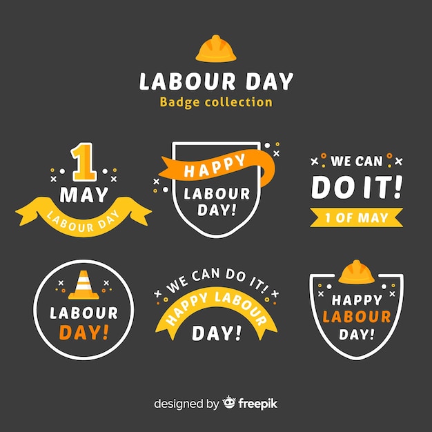 Free Vector flat labor day badge collection