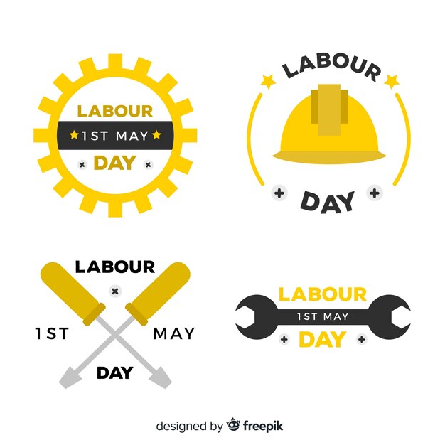 Flat labor day badge collection