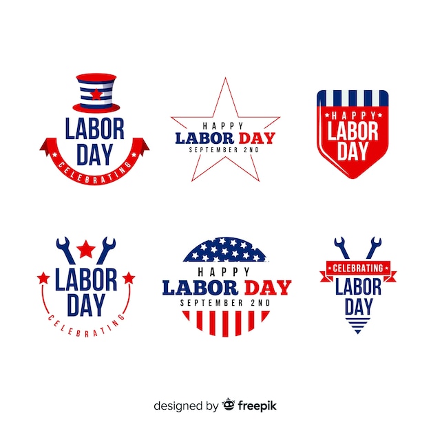 Flat labor day badge collection