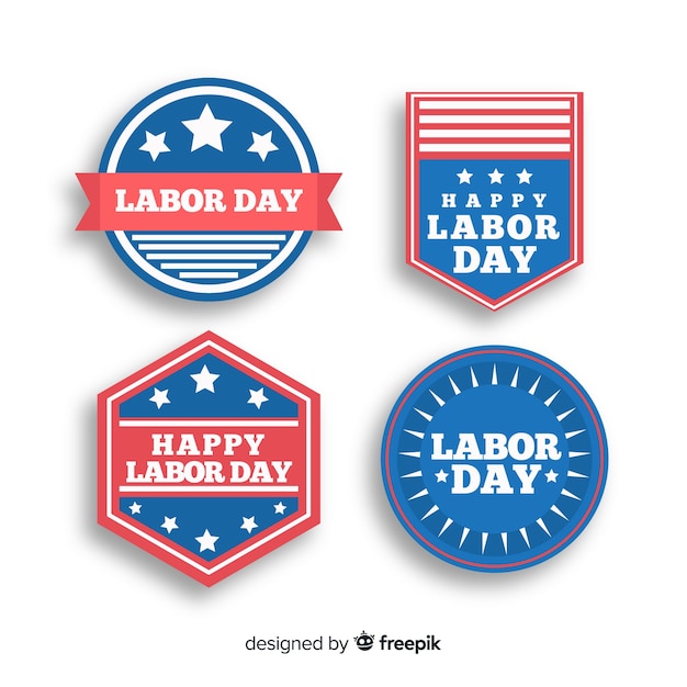 Free vector flat labor day badge collection