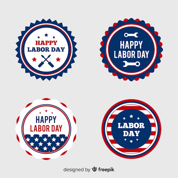 Flat labor day badge collection