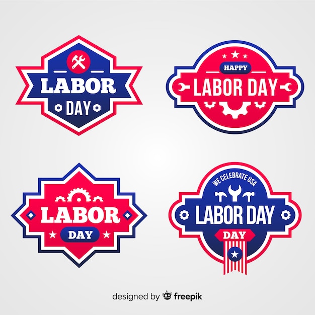 Flat labor day badge collection