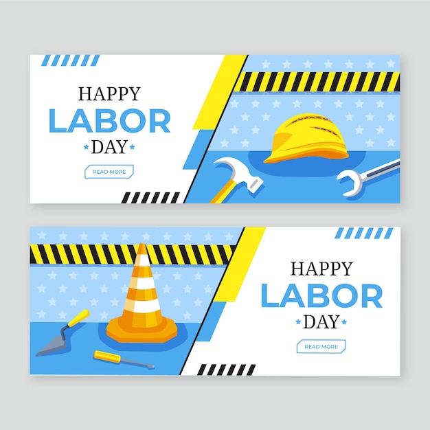 Free Vector flat labor day banners set