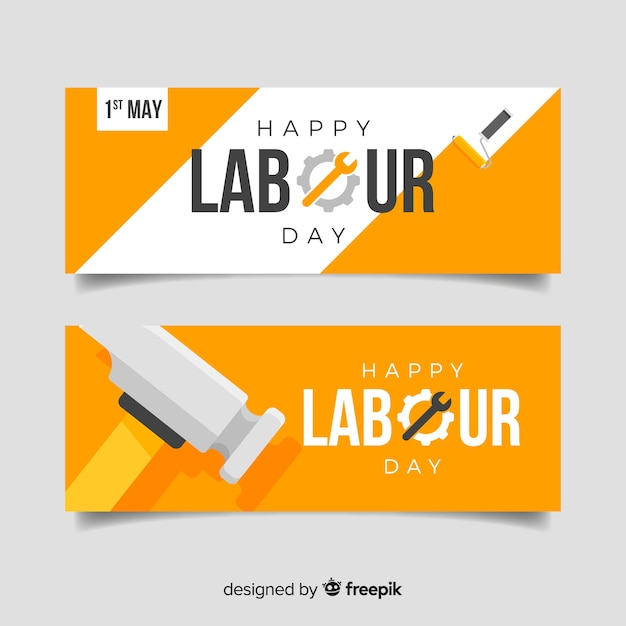 Free Vector flat labor day banners