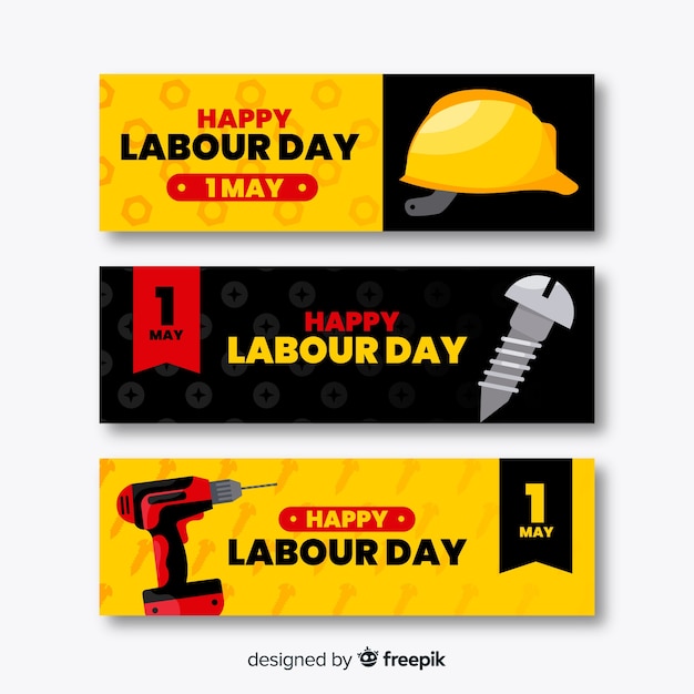 Free vector flat labor day banners