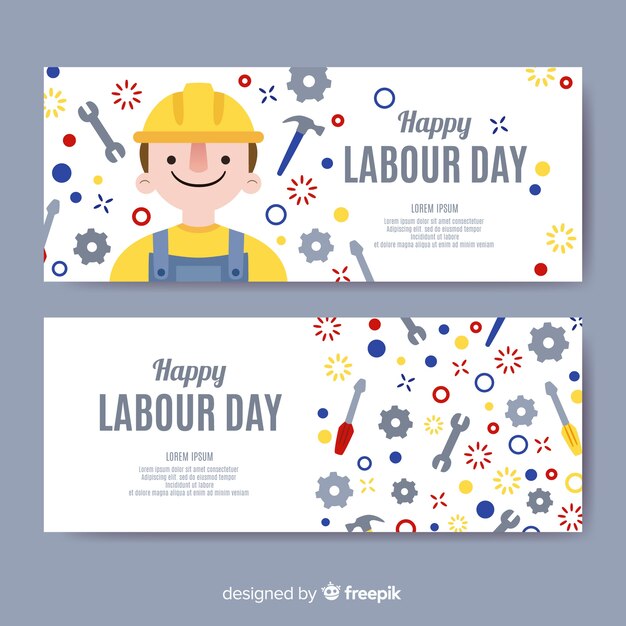 Flat labor day banners