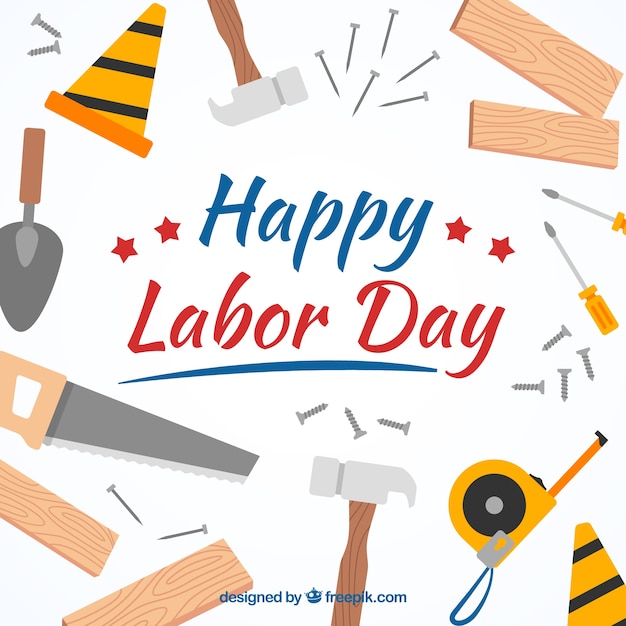 Flat labor day design with tools