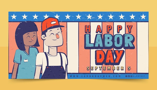 Flat labor day horizontal banner template