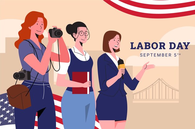 Flat labor day illustration