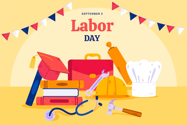 Free vector flat labor day illustration