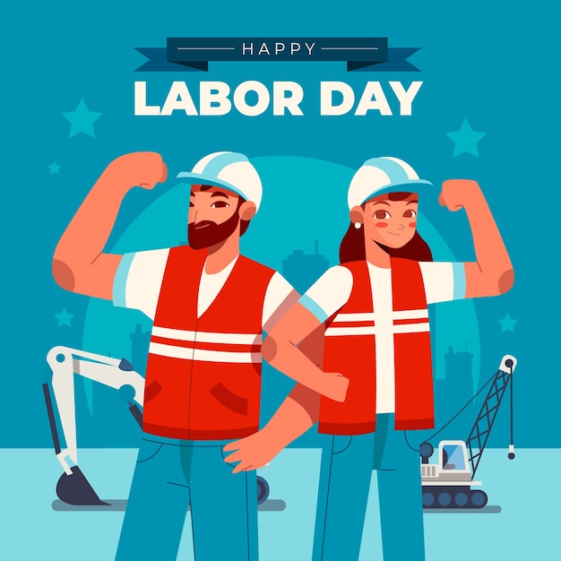 Flat labor day illustration