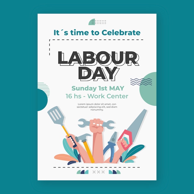 Flat labor day invitation template