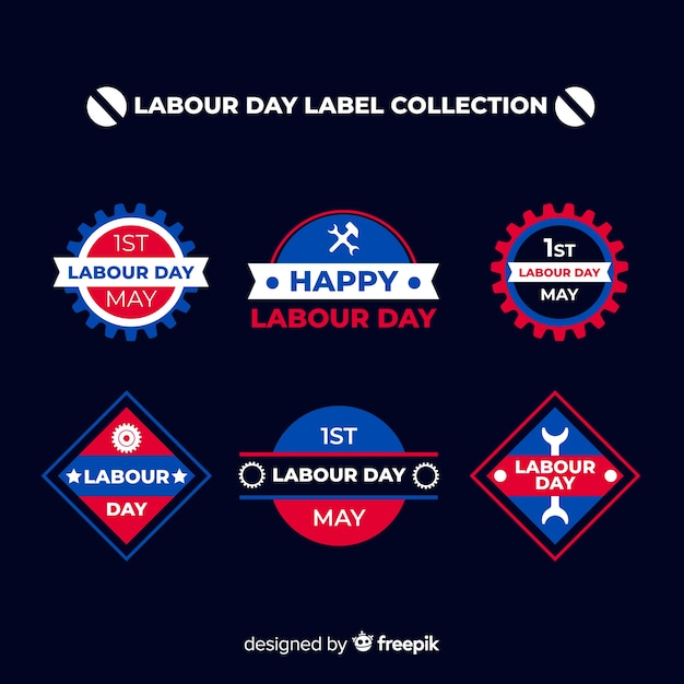 Free Vector flat labor day label collection