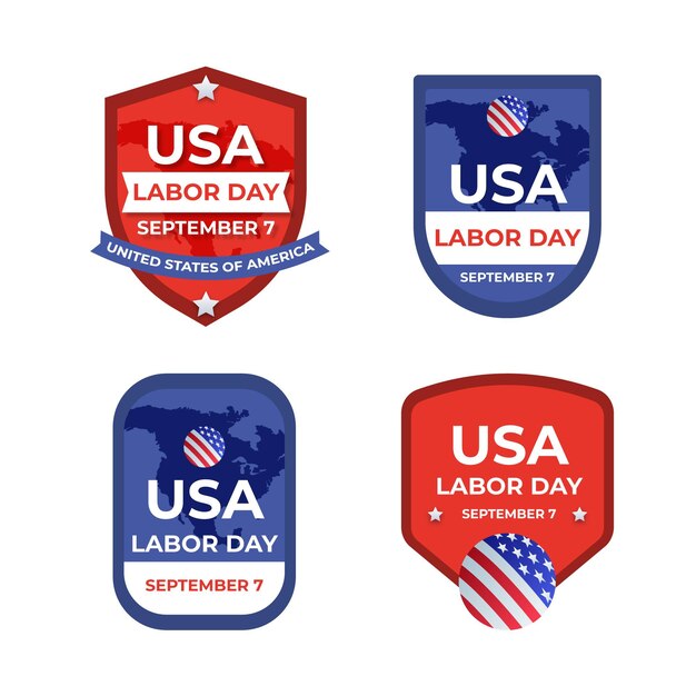 Flat labor day labels collection