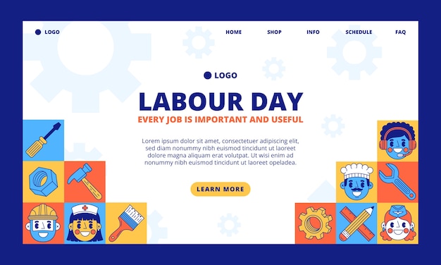 Free Vector flat labor day landing page template