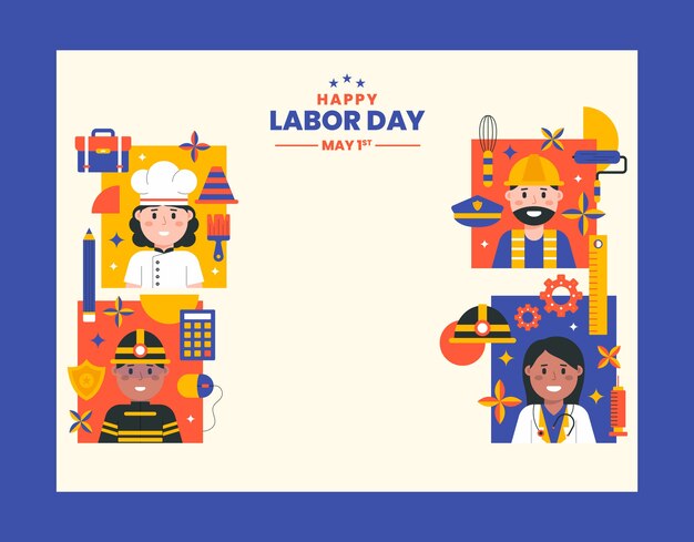 Flat labor day photocall template