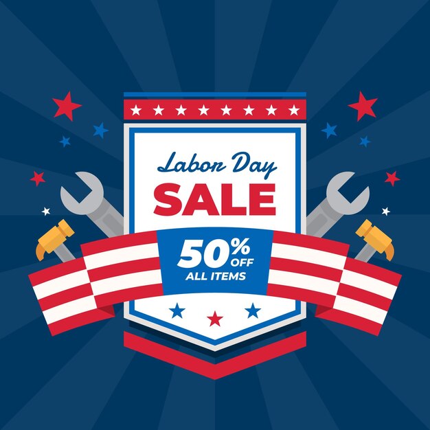 Flat labor day sale illustration