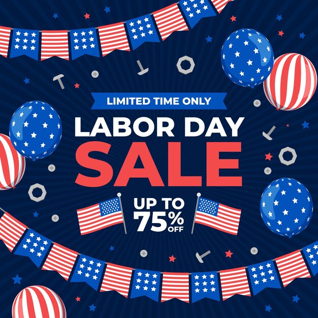 Flat labor day sale illustration