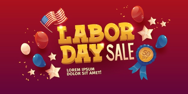 Flat labor day sale illustration