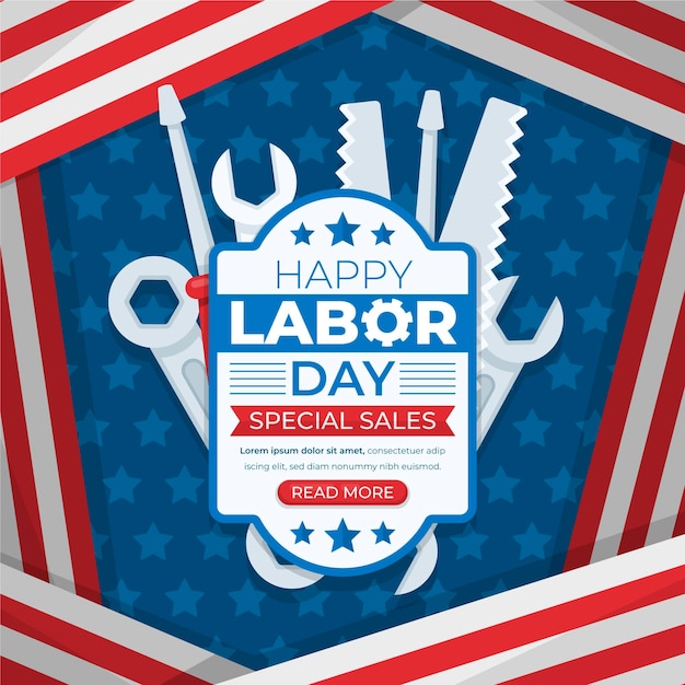 Free Vector flat labor day sale in usa