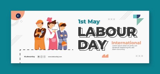 Flat labor day social media cover template