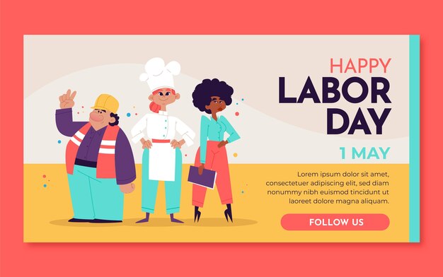 Flat labor day social media post template