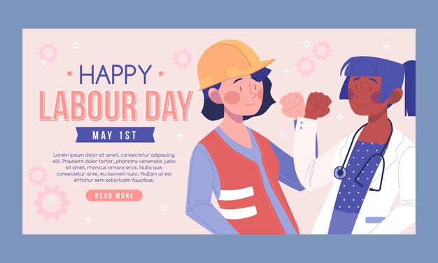 Flat labor day social media promo template