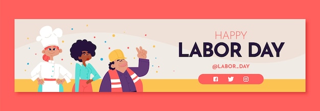 Free vector flat labor day twitch banner