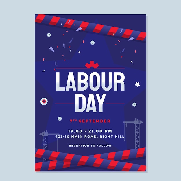 Free Vector flat labor day vertical poster template