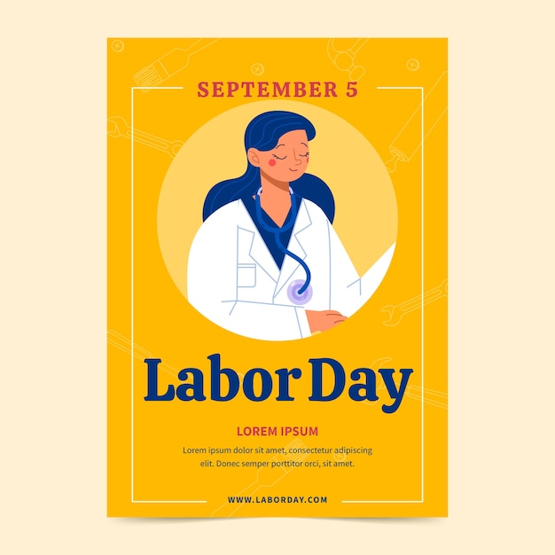 Free Vector flat labor day vertical poster template