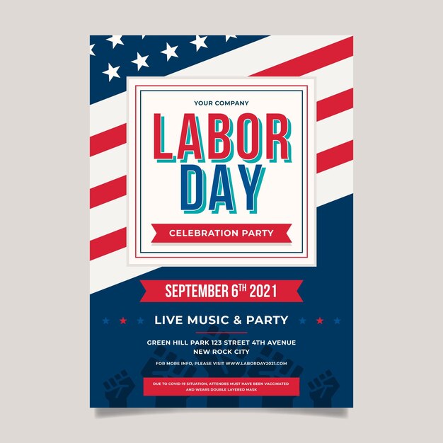 Flat labor day vertical poster template